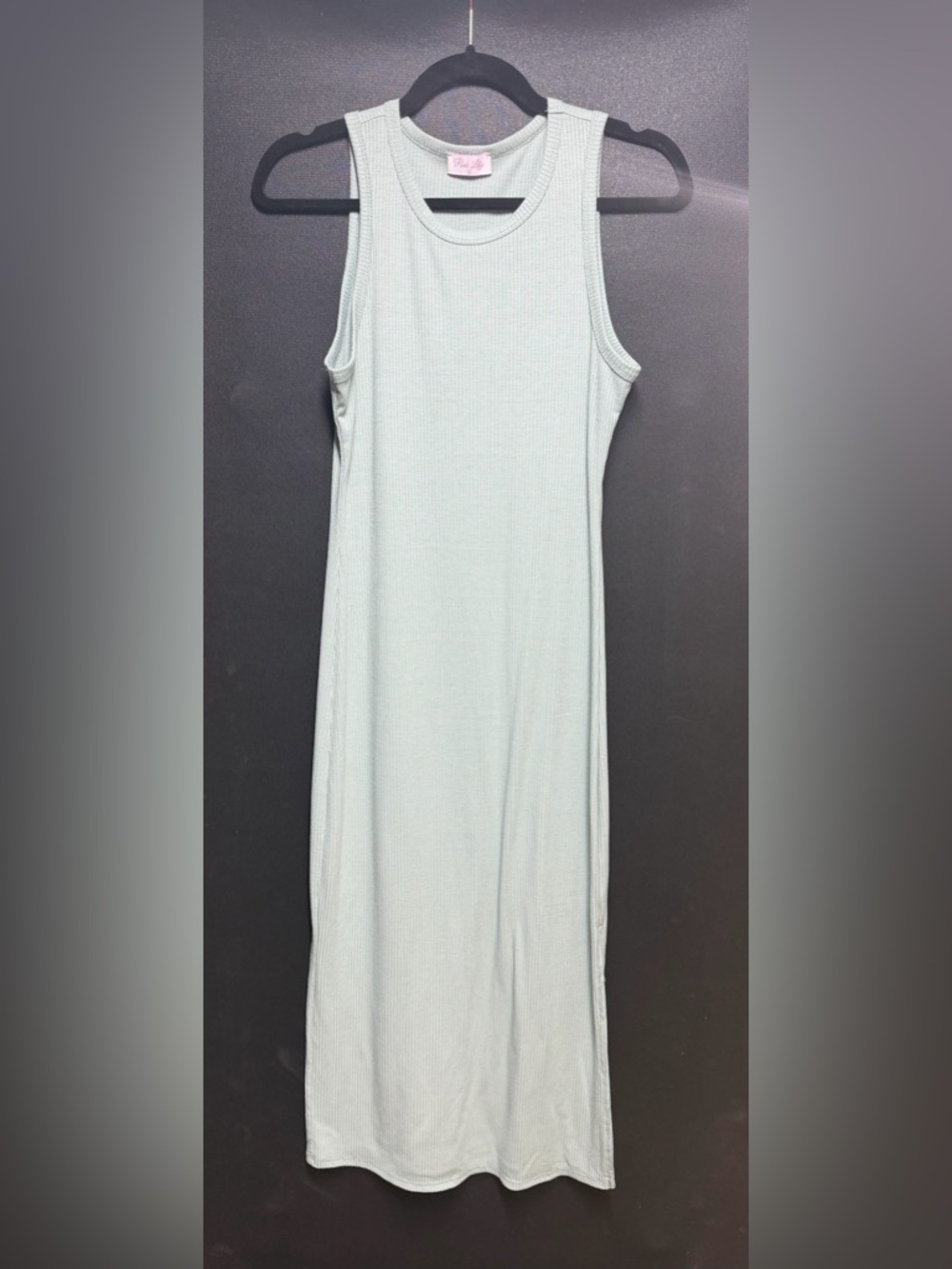 Pink Lily Ribbed Sleeveless Maxi Dress in Light Mint